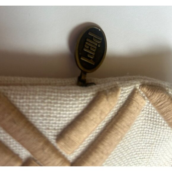 Pier 1 Pillow Cover Embroidered Raised LT Brown/Tan Lines "18x18" - Picture 2 of 5